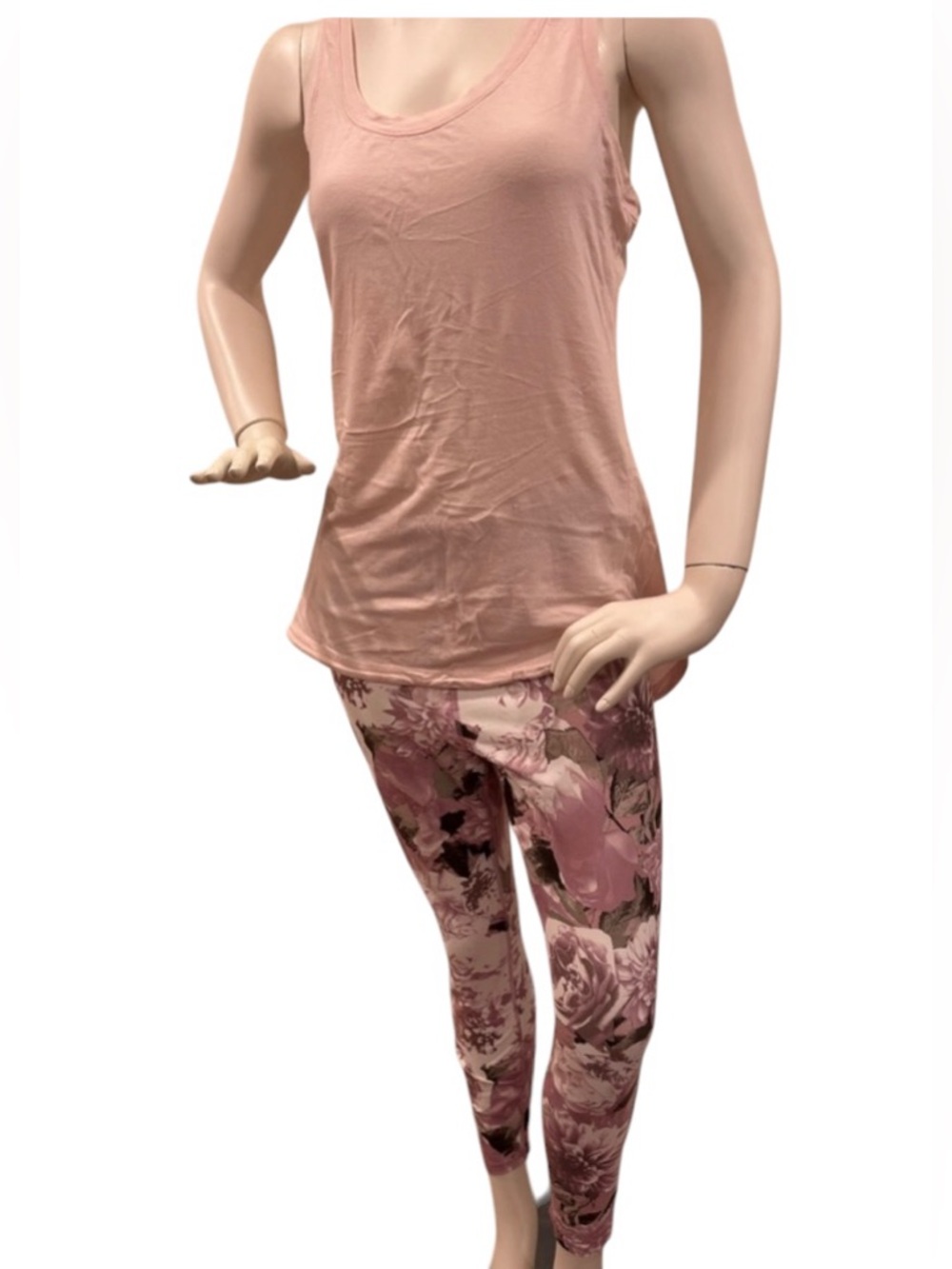 Women’s 2-Piece Pink Activewear Set-Marika Leggings (L) & Calia Tank Top (M)